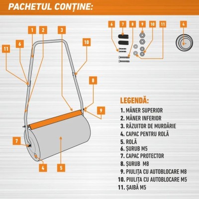 Tavalug pentru gazon Lumytools, 32 x 50 cm, 40 l - Compactare eficient